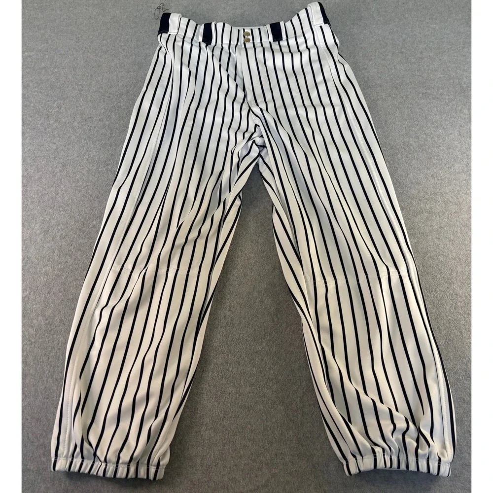 All The Way Live Designs Mens 34/30 Pinstripe Baseball Pants White Navy USA Made